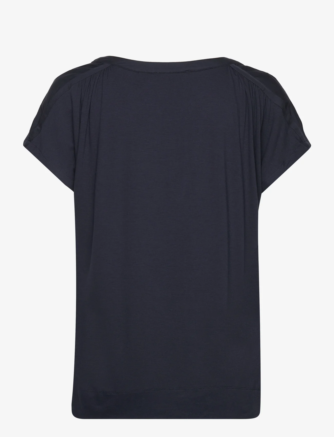 Esprit Collection - V-necked viscose blouse - t-shirts - navy - 1