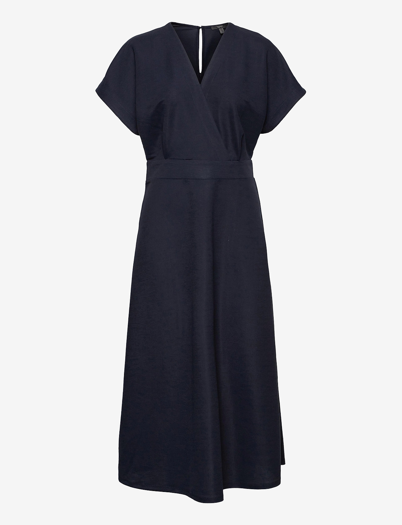 Esprit Collection - Wrap-effect flared midi dress in jersey - navy - 0
