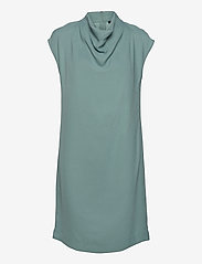 Esprit Collection - Crêpe dress with a waterfall collar - short dresses - dark turquoise - 0