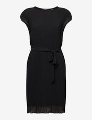 Sleeveless mini dress with plissé pleats - BLACK