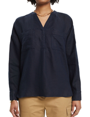 Esprit Collection - Linen blouse - long-sleeved blouses - navy - 1