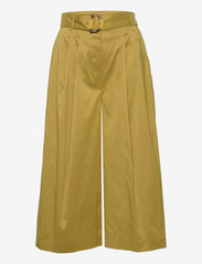 Blended cotton culottes with a belt - OLIVE