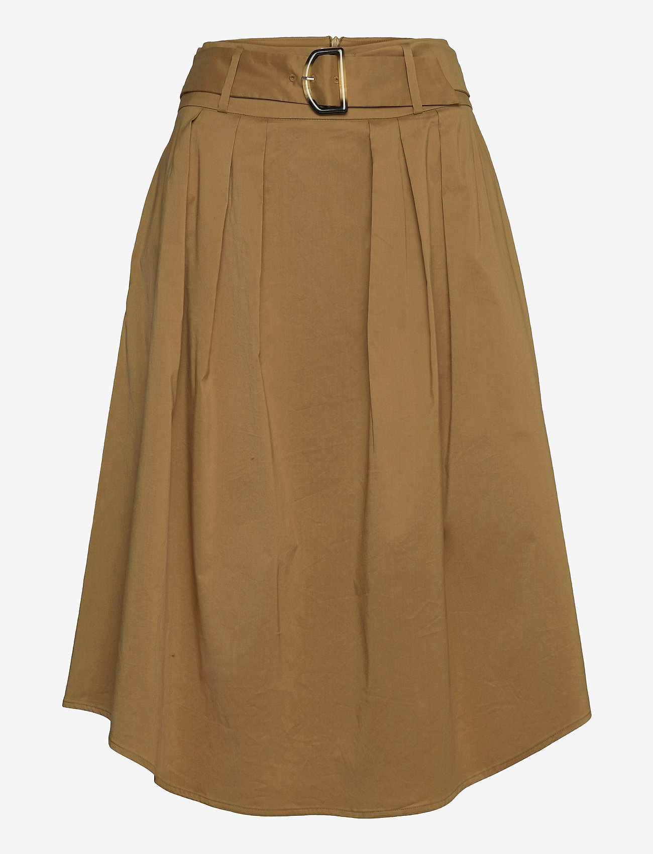 Esprit Collection - Midi skirt with a belt made of blended cotton - bark - 0