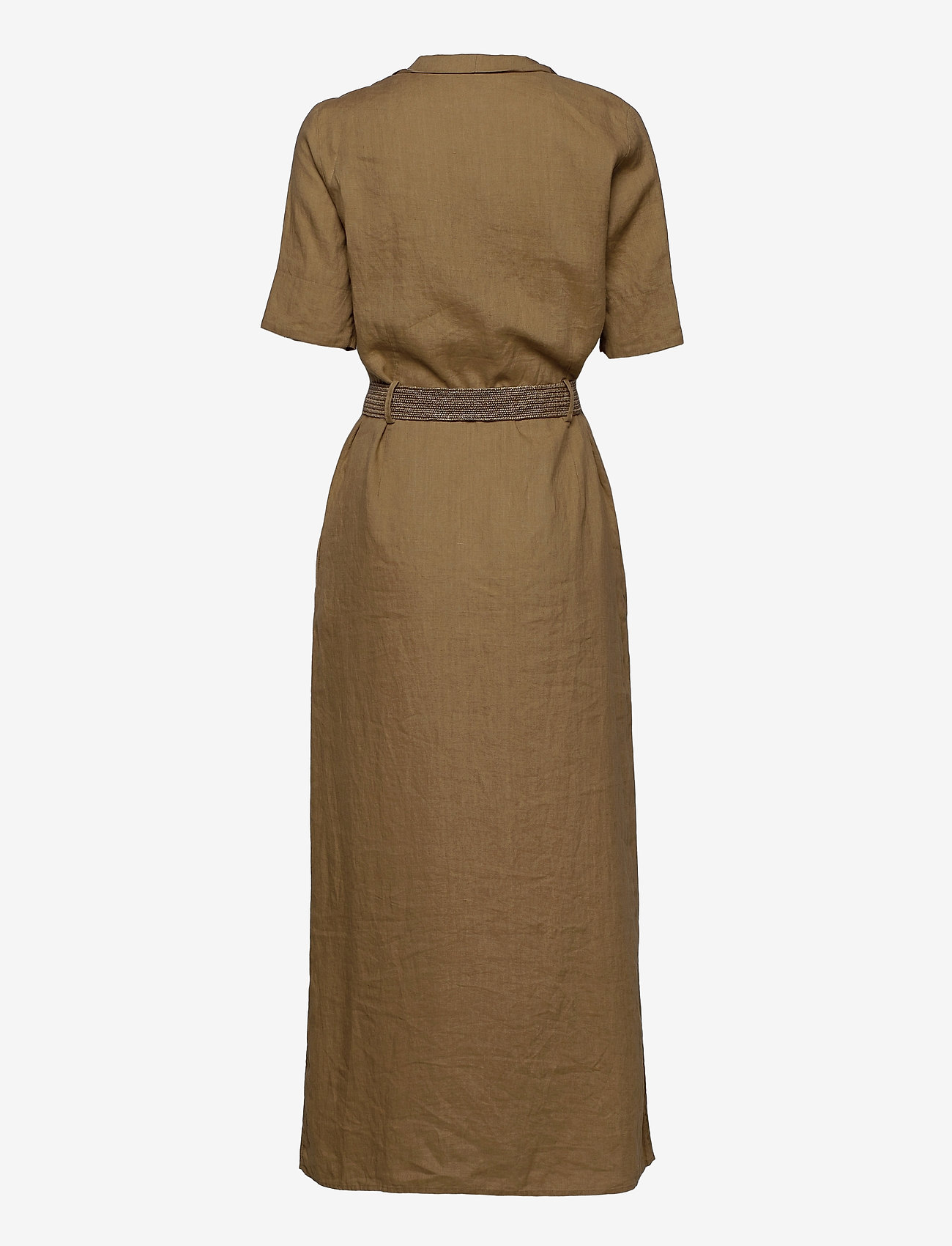 Esprit Collection - Linen: shirt dress with a belt - bark - 1