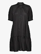Flounced dress with LENZING™ ECOVERO™ - BLACK