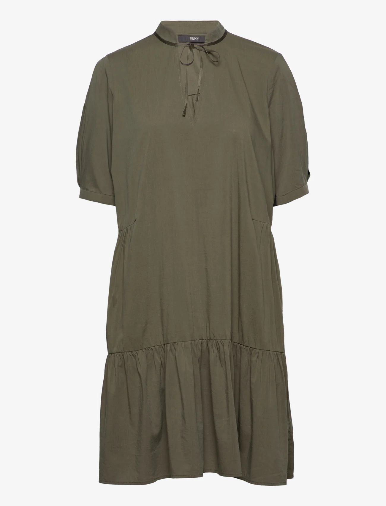 Esprit Collection - Flounced dress with LENZING™ ECOVERO™ - midi dresses - khaki green - 0