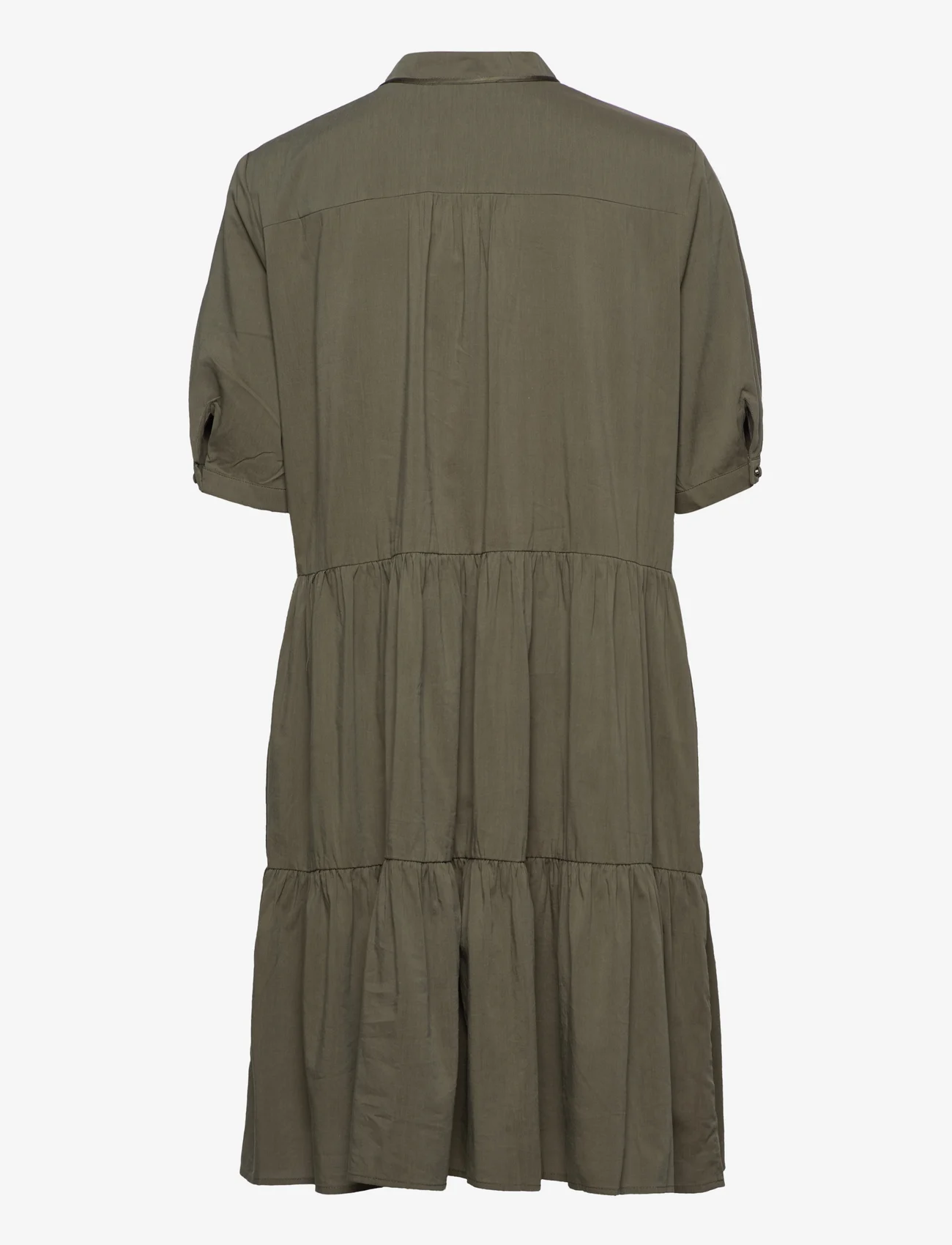 Esprit Collection - Flounced dress with LENZING™ ECOVERO™ - midi dresses - khaki green - 1