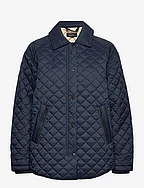 Quilted jacket with turn-down collar - NAVY