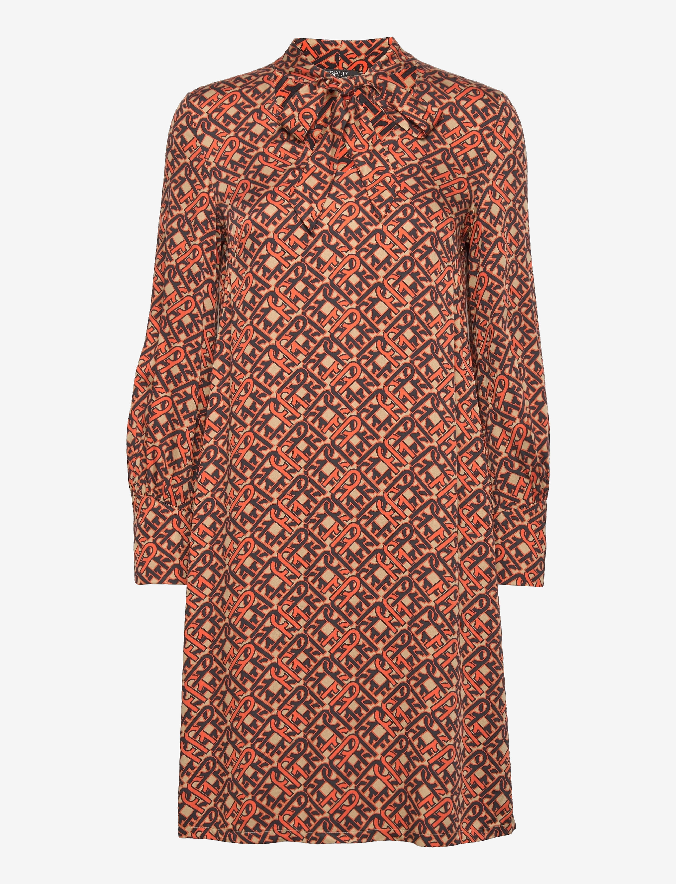 Esprit Collection Modern, printed LENZING™ ECOVERO™ dress - Esprit - CAMEL 4 / multi