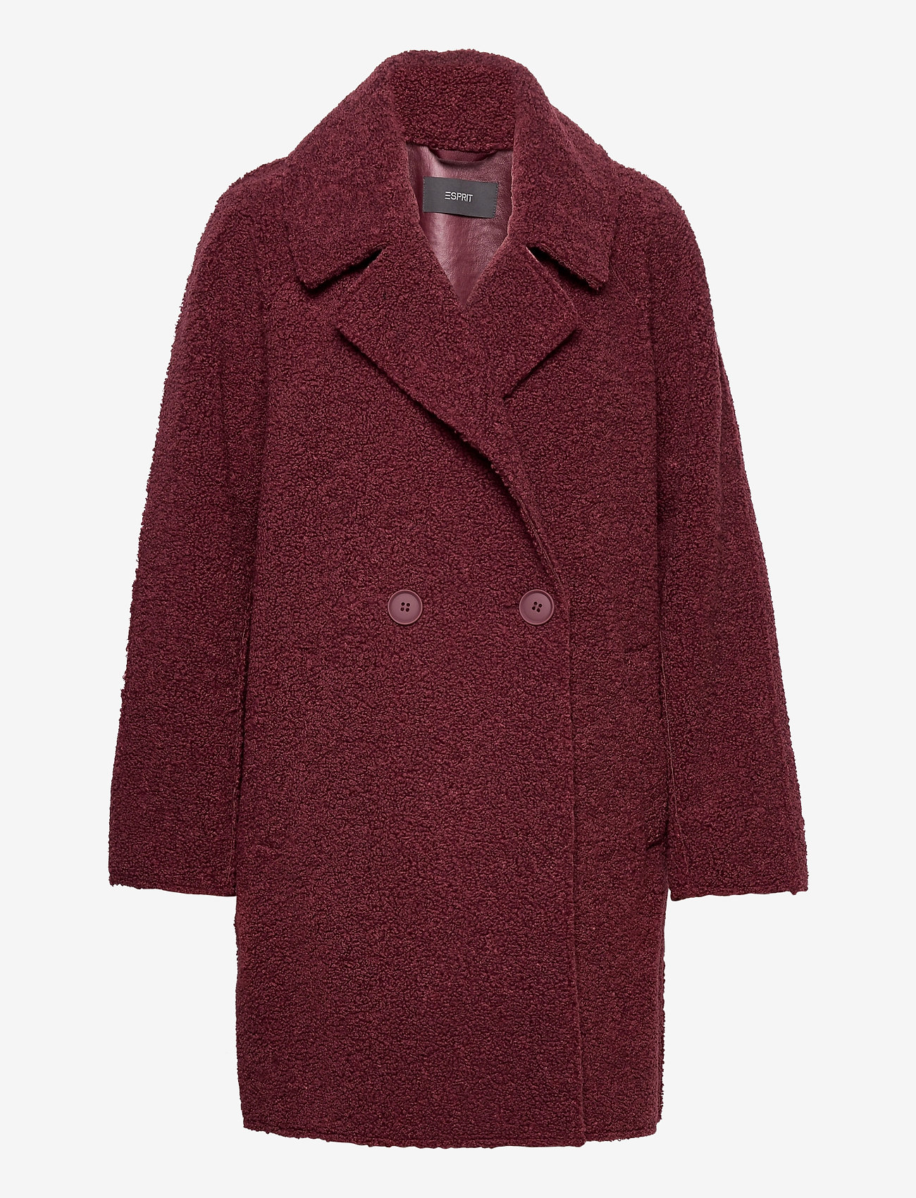 Esprit Collection - Double-faced coat in a plush look - bordeaux red - 0