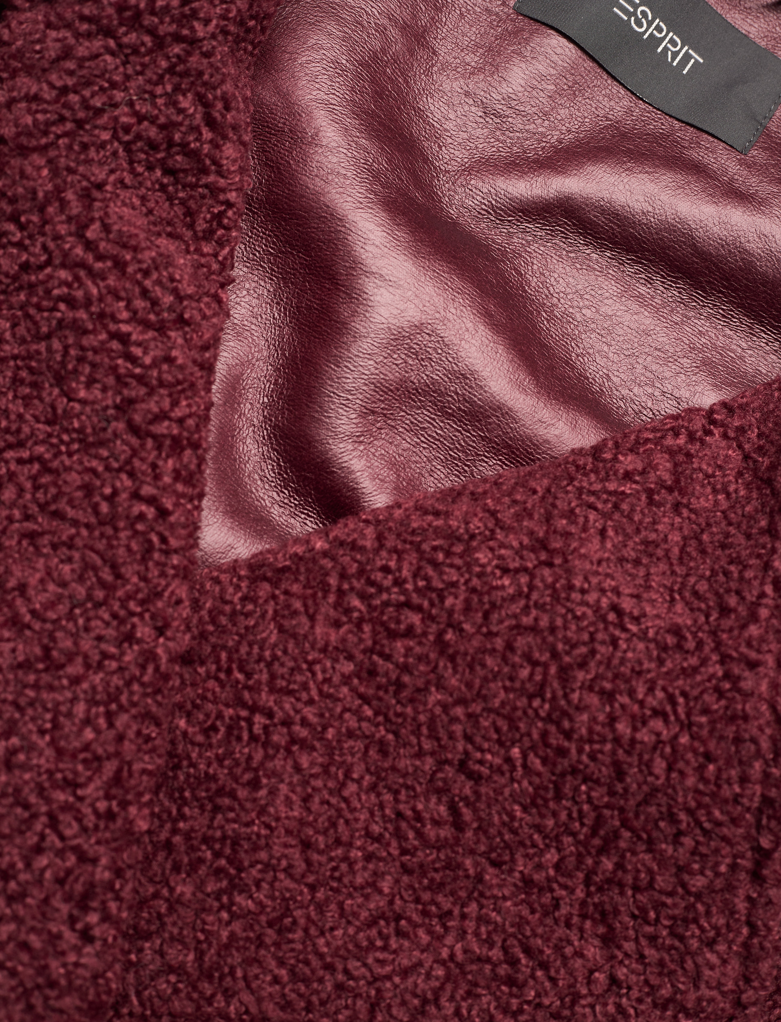 Esprit Collection - Double-faced coat in a plush look - bordeaux red - 2
