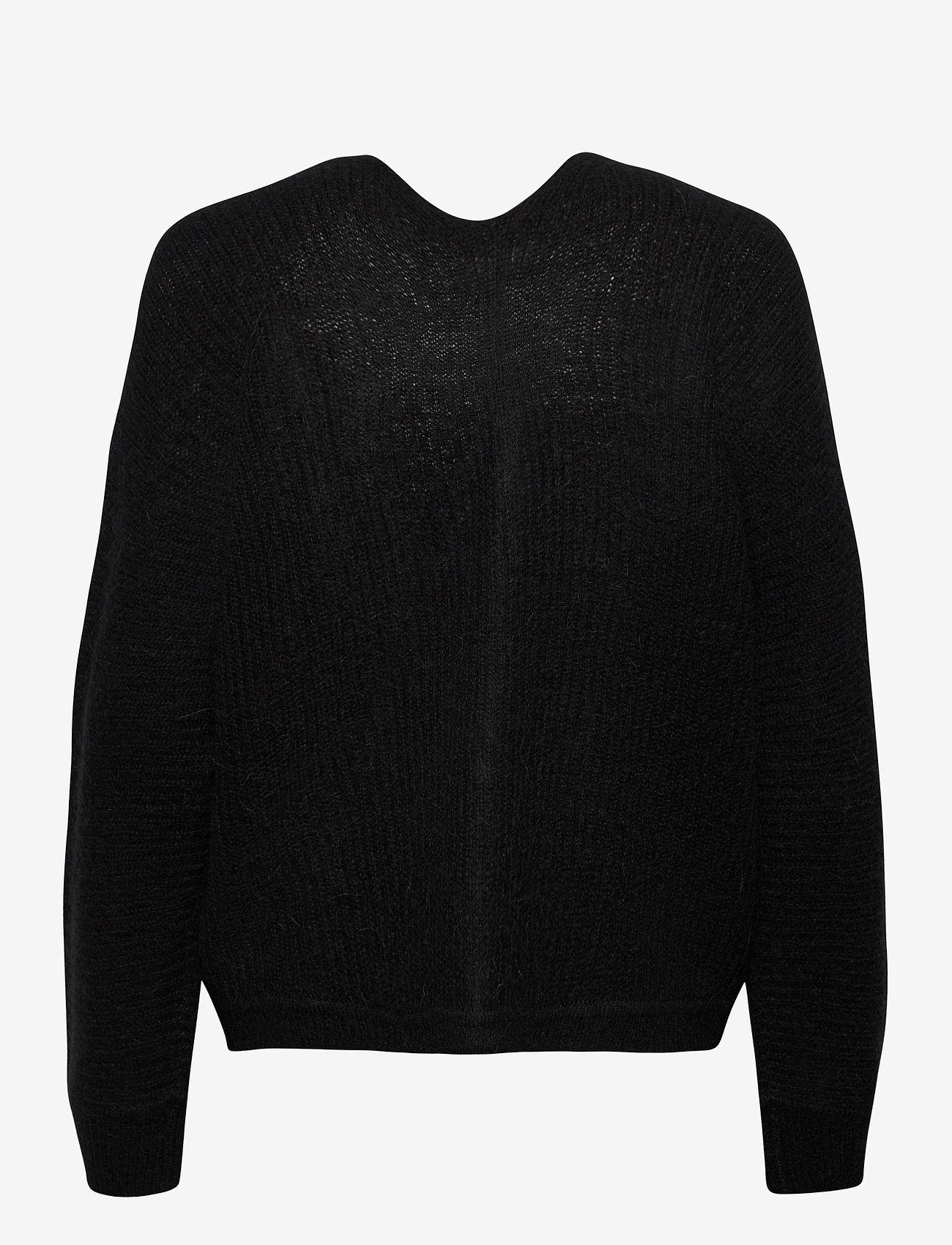 Esprit Collection - Blended wool with alpaca: ribbed cardigan - black - 1