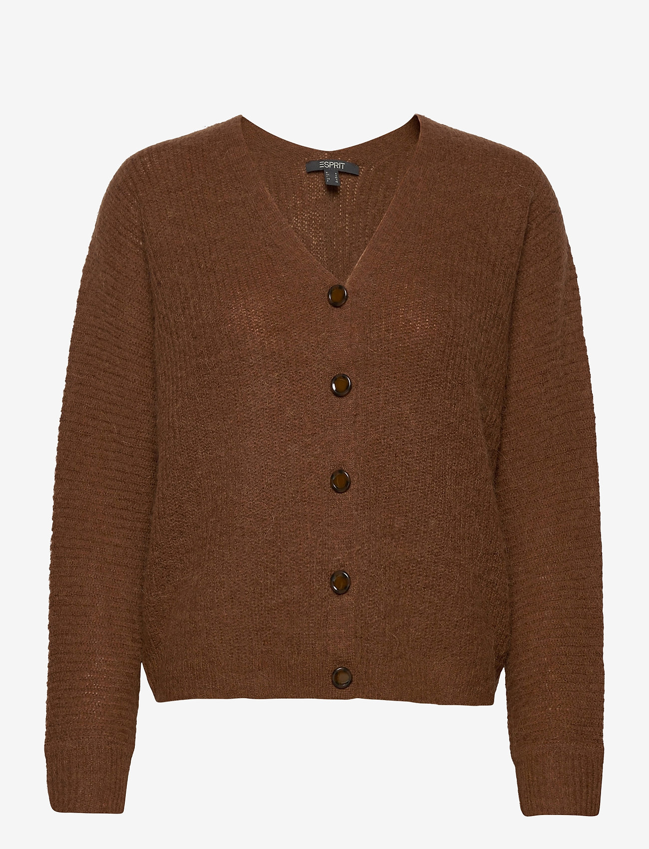 Esprit Collection - Blended wool with alpaca: ribbed cardigan - toffee 5 - 0
