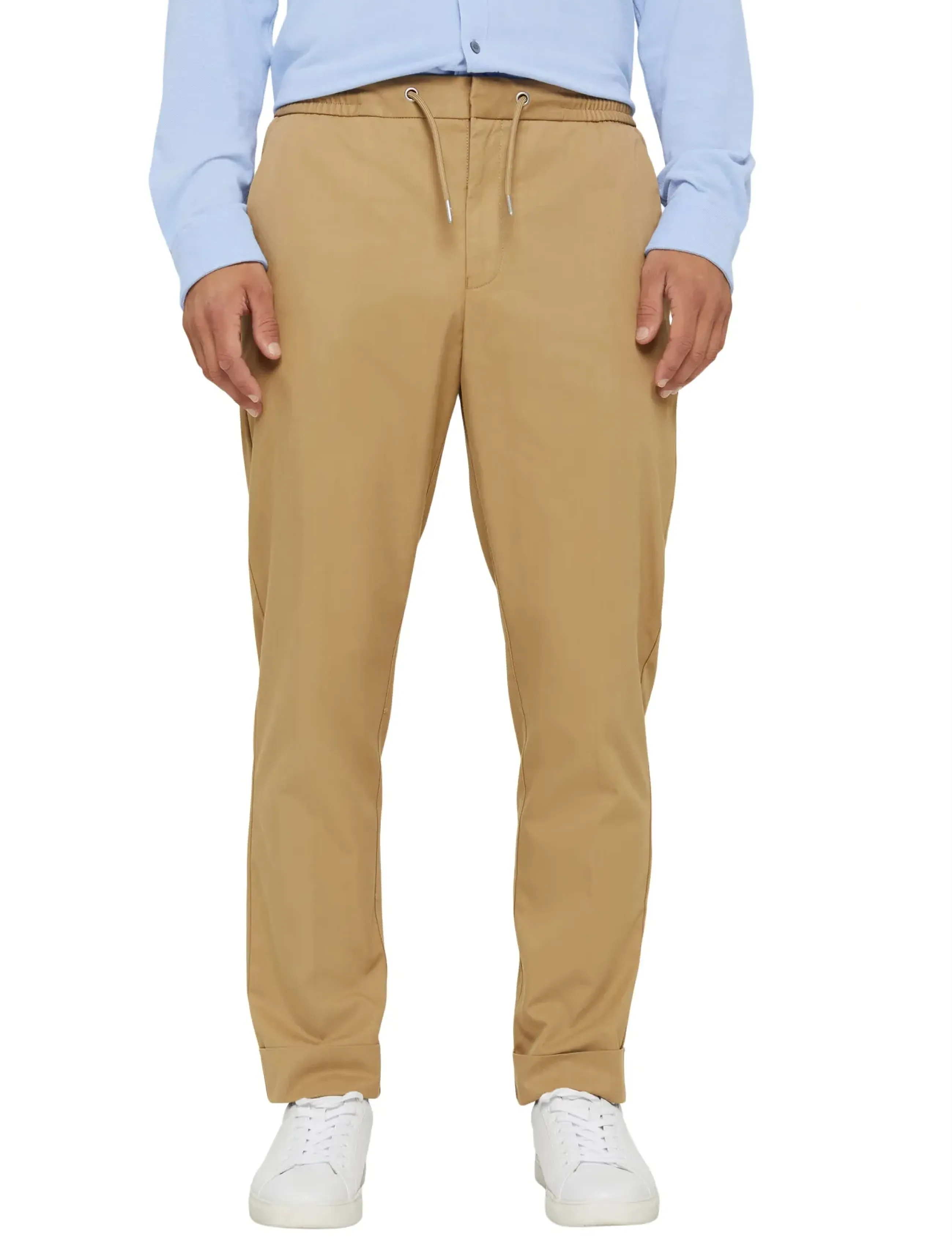 Esprit Collection - Chinos with an elasticated waistband made of blended organic - spodnie na co dzień - beige - 3