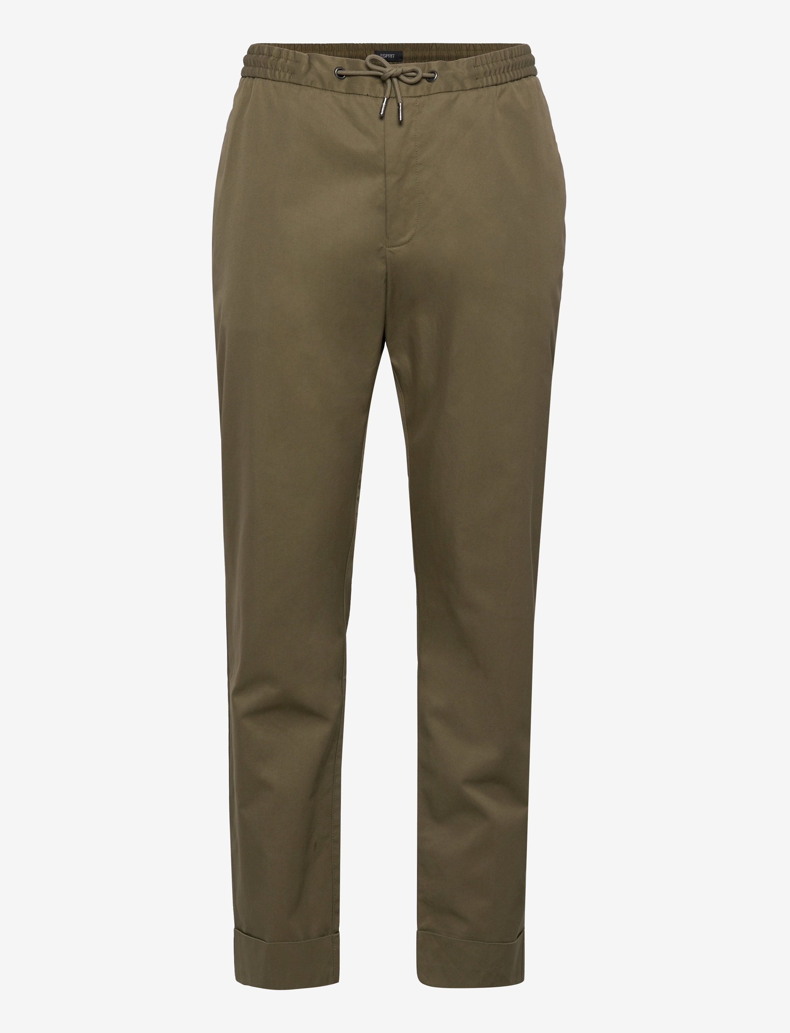 Esprit Collection Chinos with an elasticated waistband made of blended organic - Esprit - LIGHT KHAKI / green