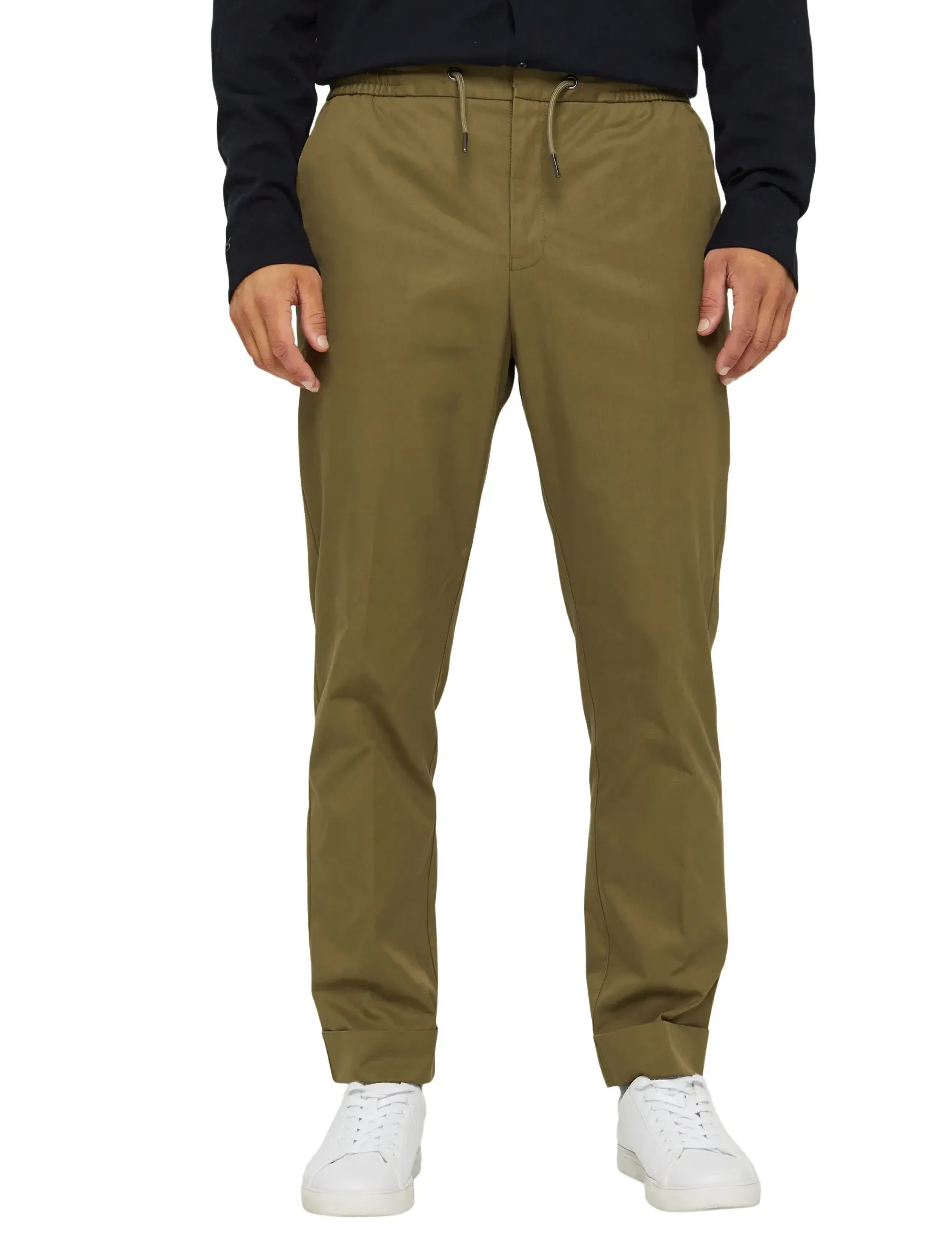 Esprit Collection - Chinos with an elasticated waistband made of blended organic - casual byxor - light khaki - 3