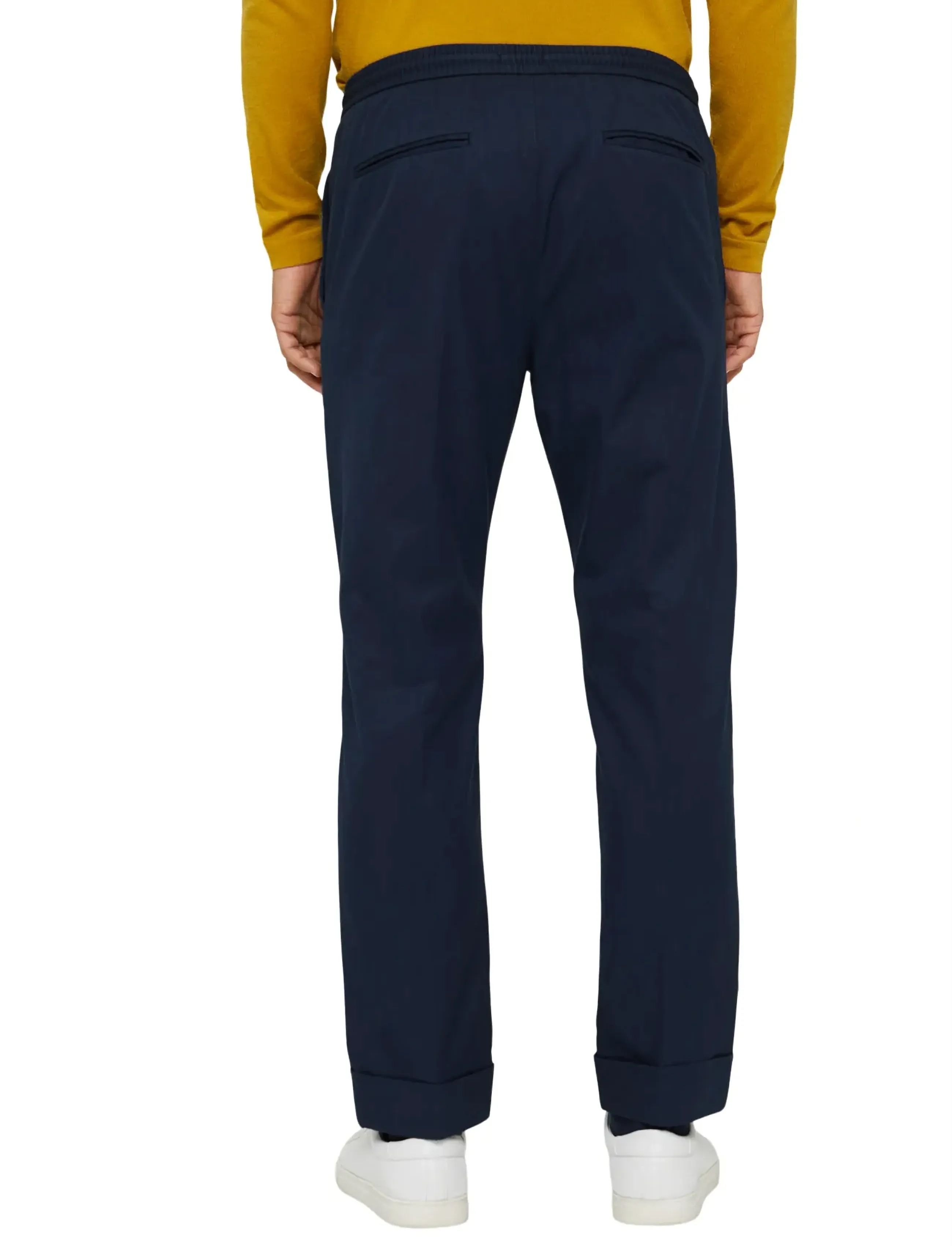 Esprit Collection - Chinos with an elasticated waistband made of blended organic - casual - navy - 2