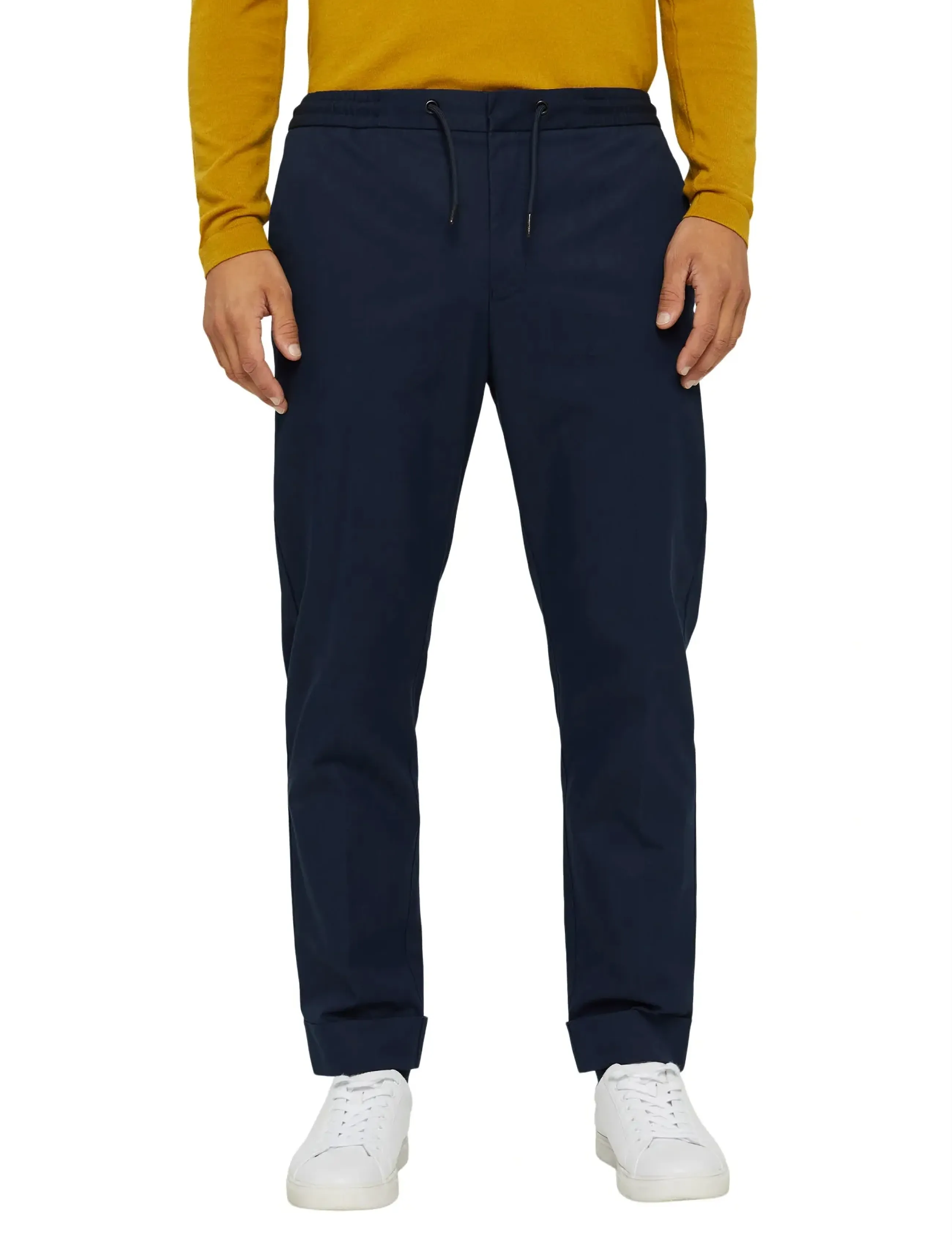 Esprit Collection - Chinos with an elasticated waistband made of blended organic - casual - navy - 3