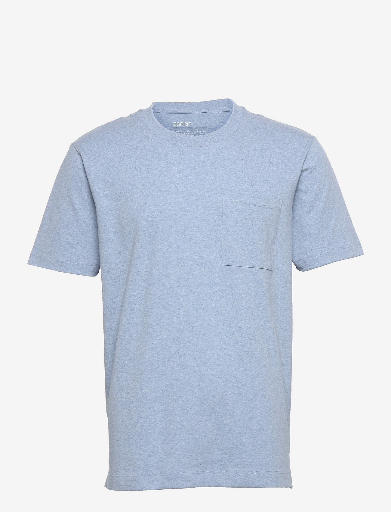 Esprit Collection - Jersey T-shirt with a pocket, organic cotton - basis-t-skjorter - pastel blue - 0