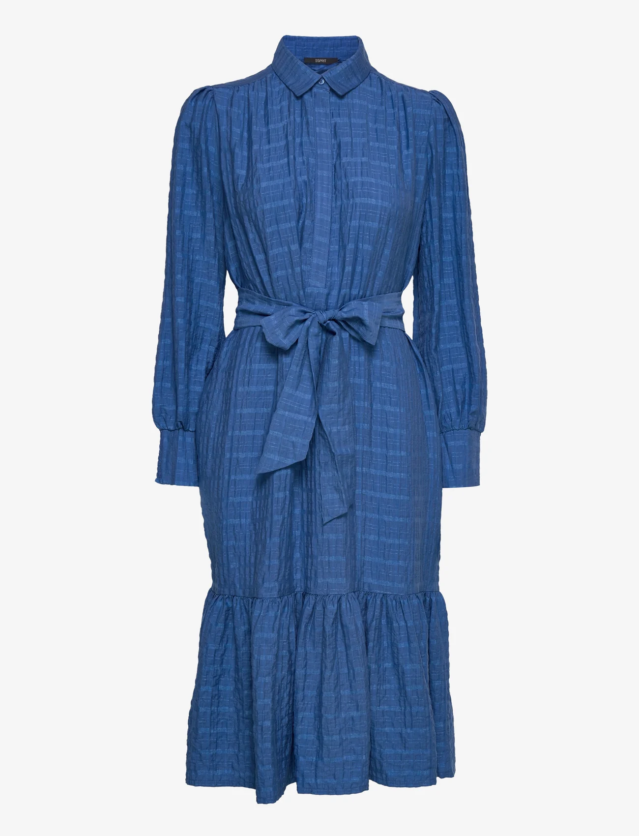 Esprit Collection - Checked midi dress - skjortklänningar - blue - 0