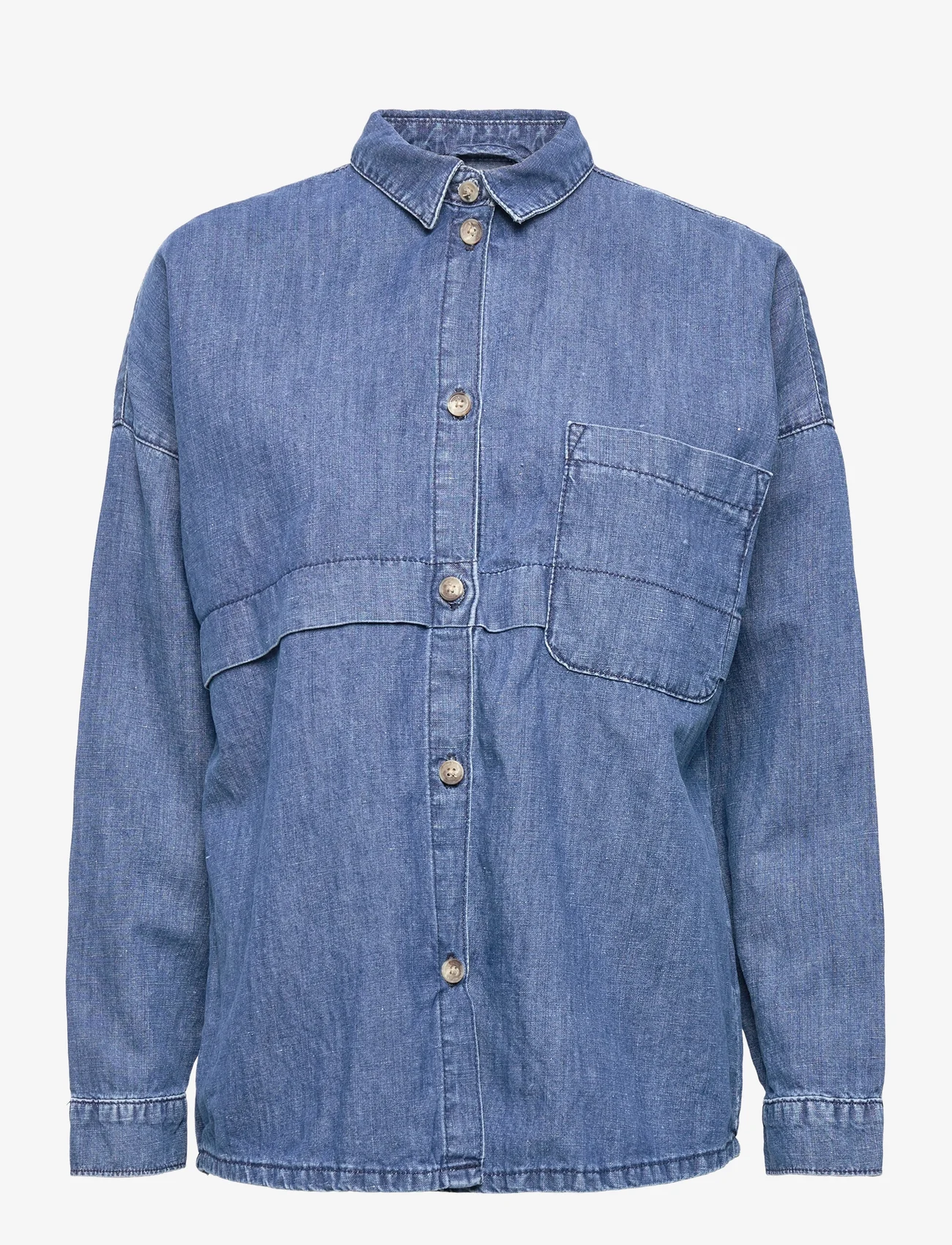 Esprit Collection - With hemp: denim blouse - farkkupaidat - blue medium wash - 0
