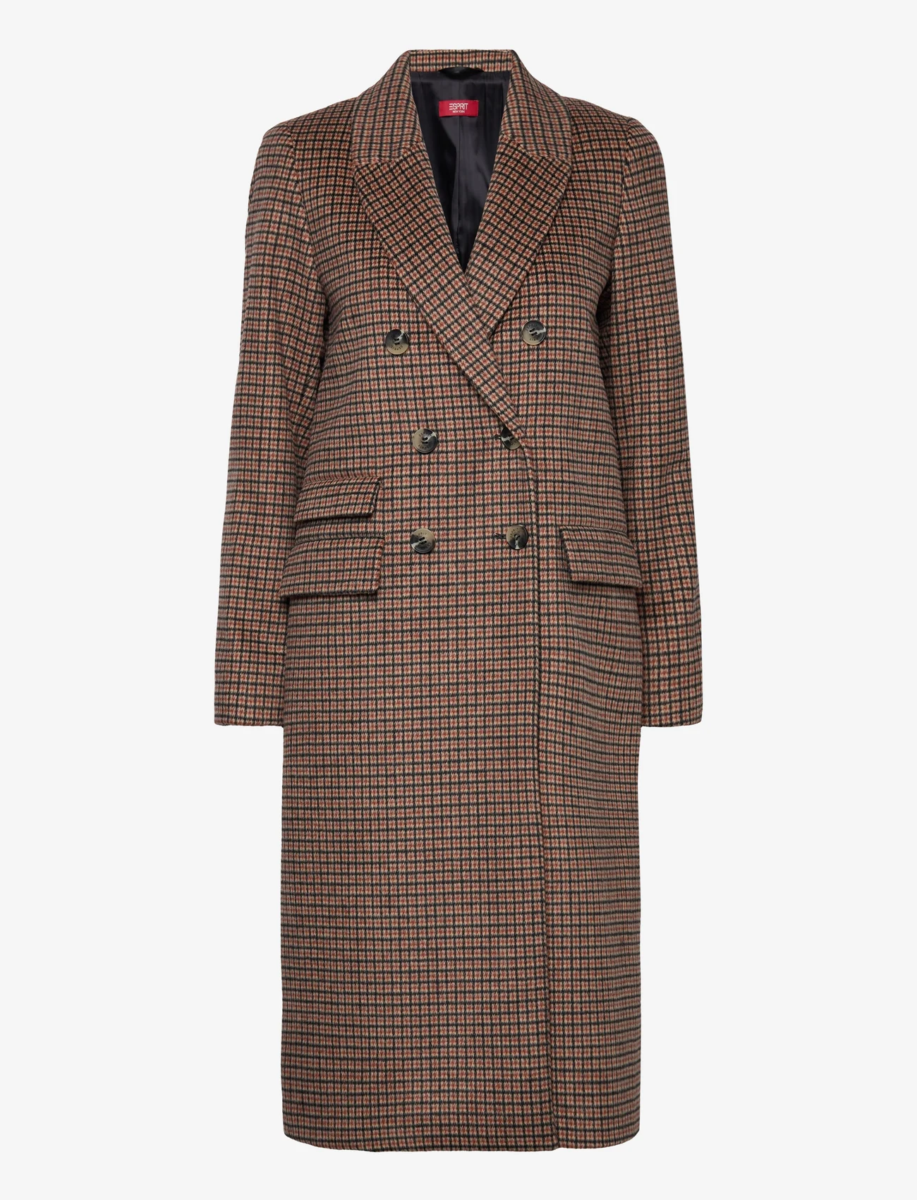 Esprit Collection - Checked wool-blend coat - vinterkappor - terracotta - 0