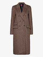 Checked wool-blend coat - TERRACOTTA