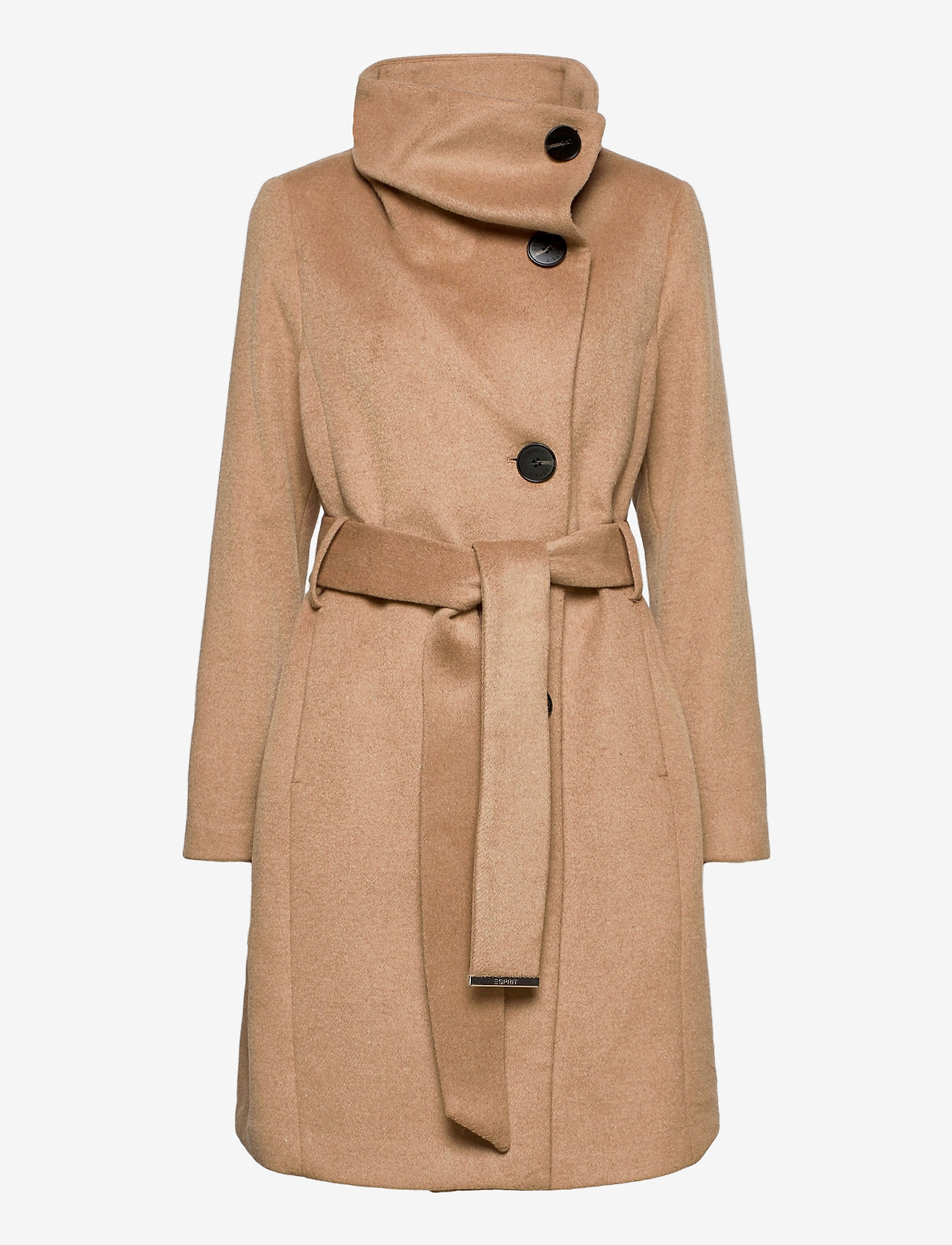 Esprit Collection - Wool blend: coat with tie-around belt - camel - 1