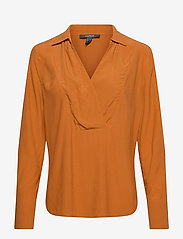 Women Blouses woven long sleeve - RUST BROWN