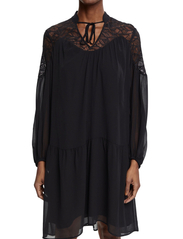 Esprit Collection - Chiffon mini dress with lace - festtøj til outletpriser - black - 2