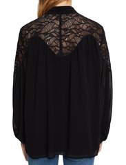 Esprit Collection - Chiffon blouse with lace - långärmade blusar - black - 3