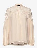 Chiffon blouse with lace - DUSTY NUDE