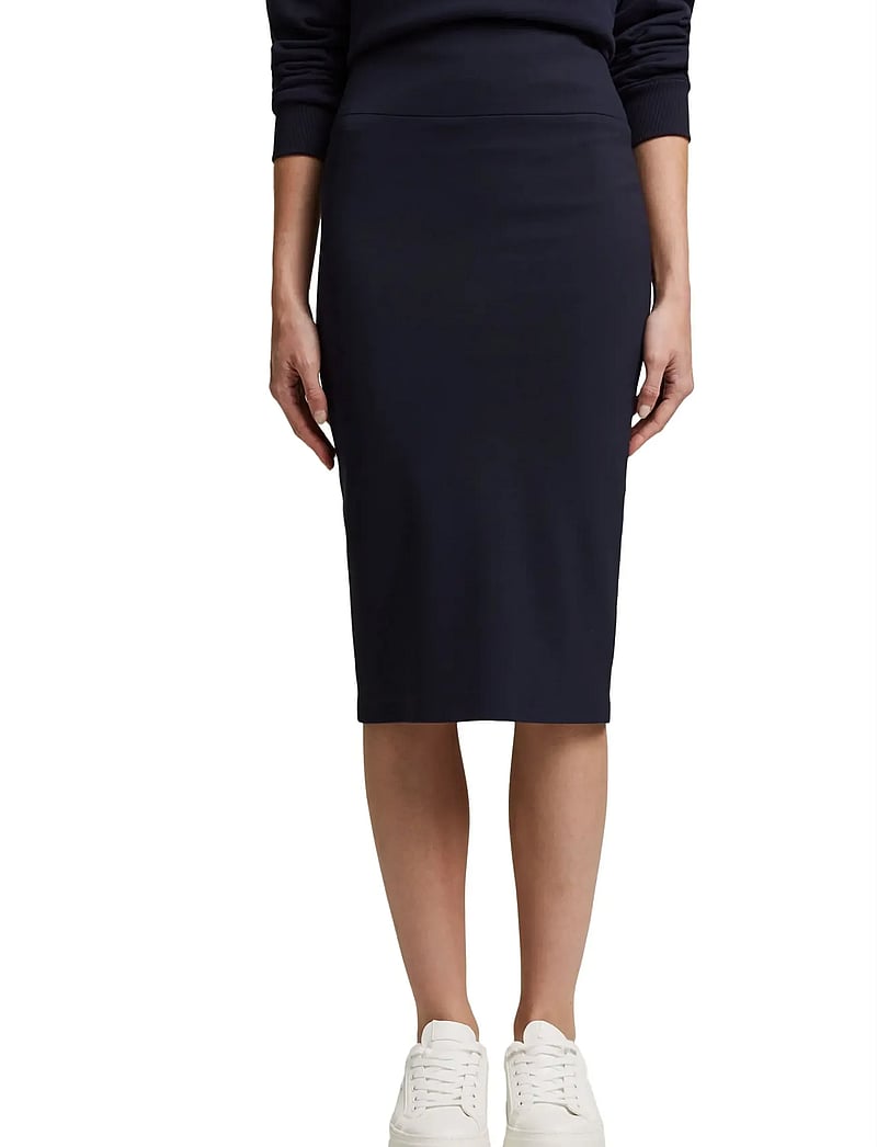 Esprit Collection - SOFT PUNTO Mix + Match stretch skirt - midi-röcke - navy - 2