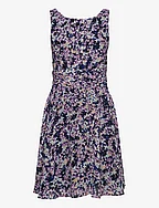 Recycled: Chiffon dress with a gathered waist - NAVY 4