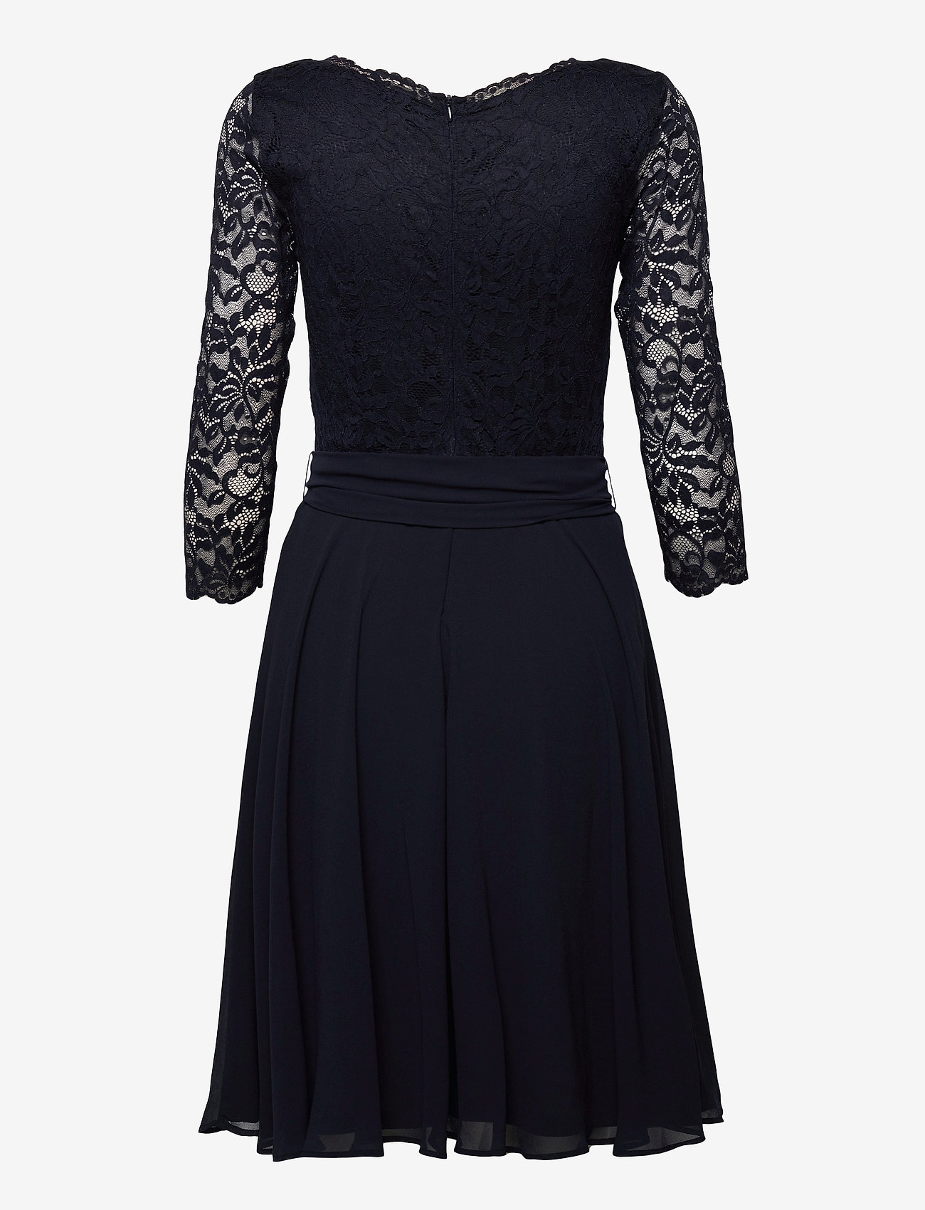 Esprit Collection - Recycled: chiffon midi dress with lace - navy - 1