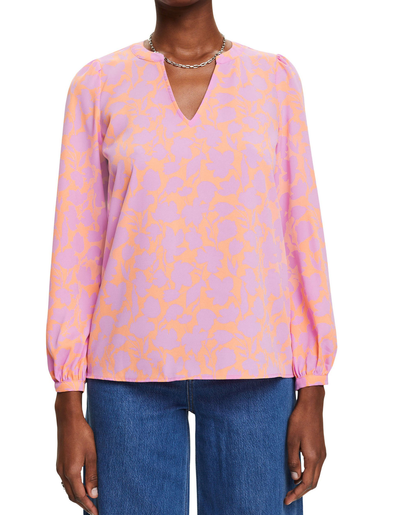 Esprit Collection - Crepe blouse with all-over pattern - långärmade blusar - lilac 4 - 1