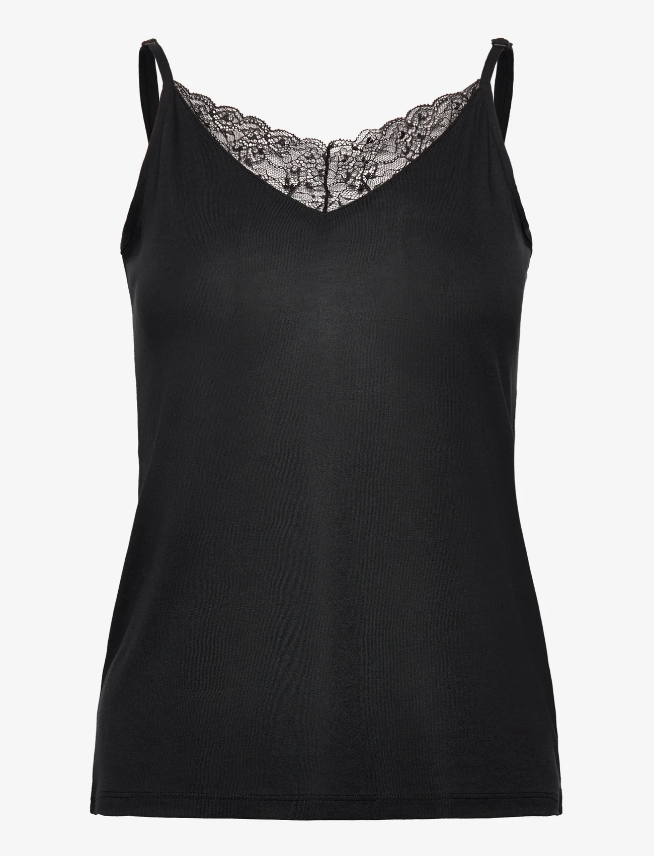 Esprit Collection - Top with lace, LENZING™ ECOVERO™ - alhaisimmat hinnat - black - 0