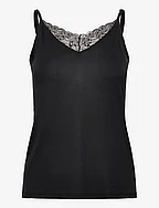 Top with lace, LENZING™ ECOVERO™ - BLACK