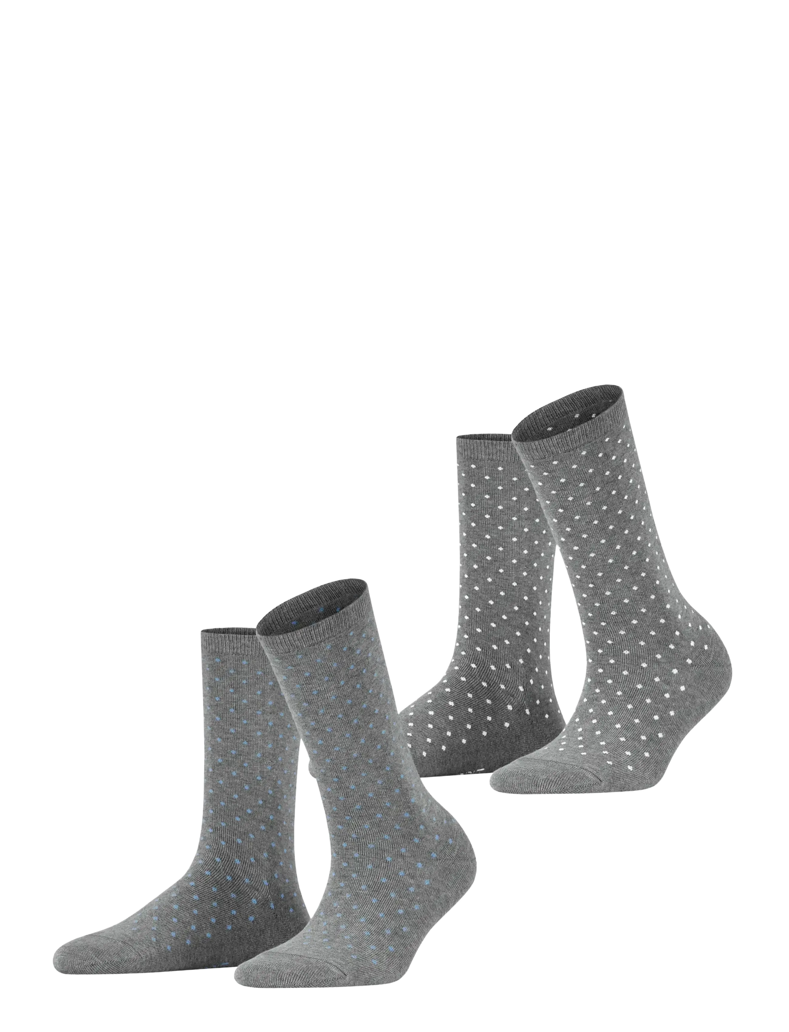 Esprit Socks Fine Dot 2-Pack Sustainable With Pattern, 35-38, Grey, Sokker > Almindelige Sokker, Dame