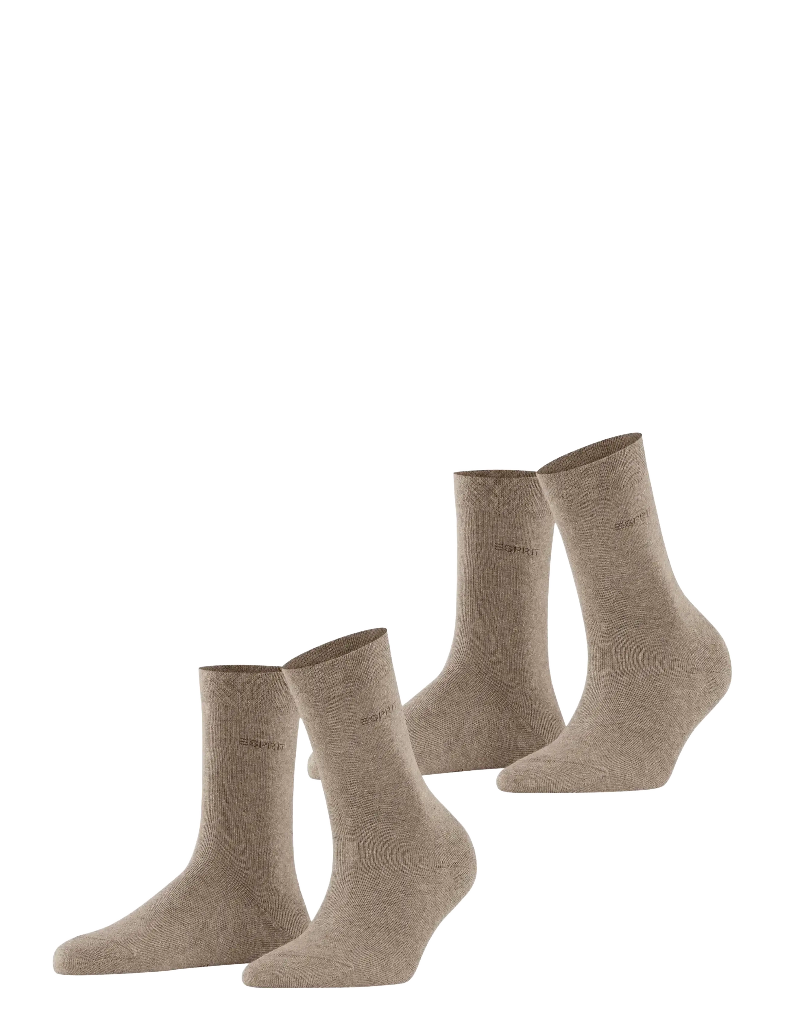 Esprit Socks Basic Easy 2-Pack Sustainable Uni Coloured, Kvinder, Basis Sokker 2-pak, Brun, Str: 35-38