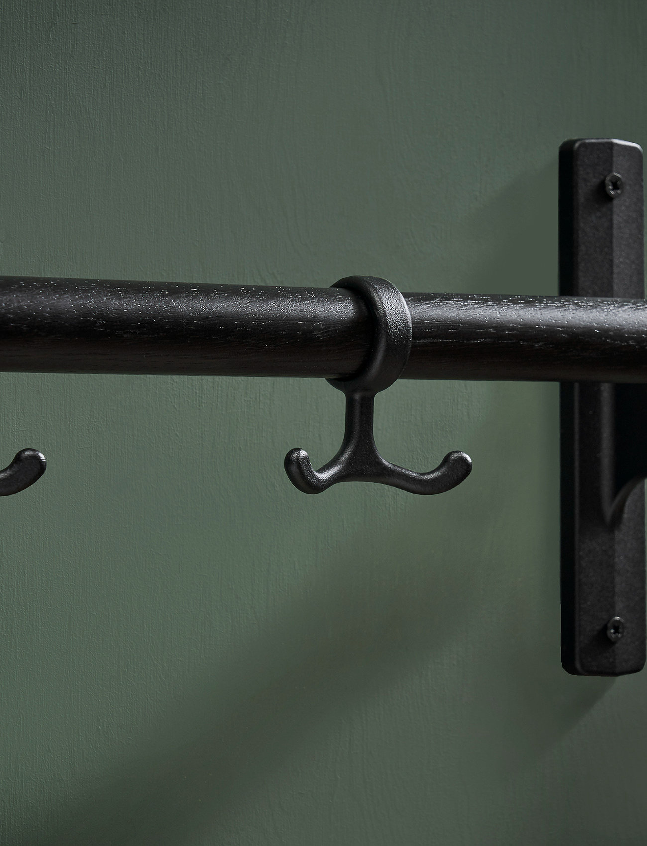 Essem Design - Nostalgi hook strip - coat hooks & racks - black stained oak,black textured - 1