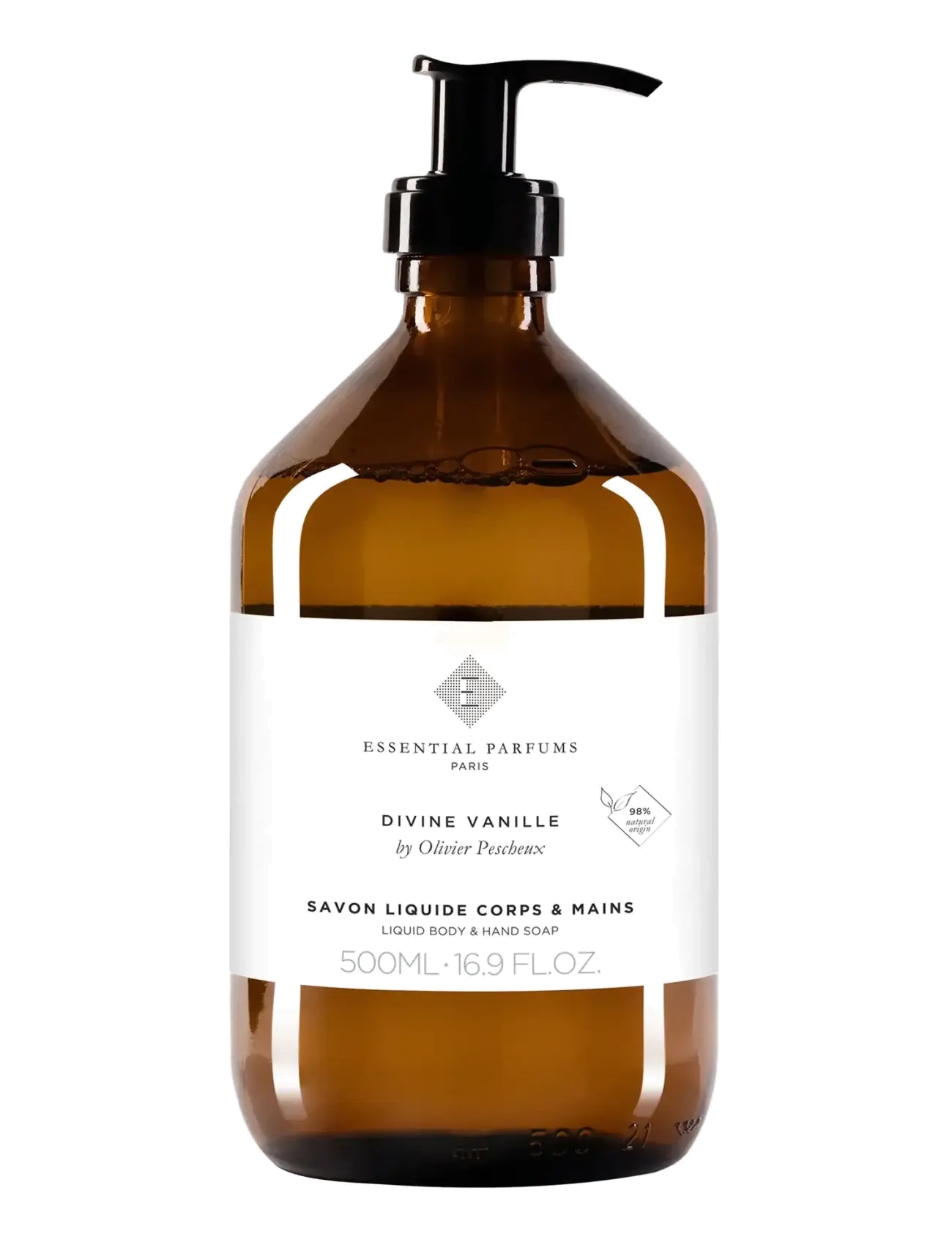 Essential Parfums Divine Vanille By Olivier Pescheux Hand And Body Soap 500Ml, Flydende håndsæbe, Nude, Str: 500 ML