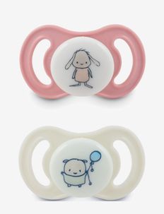 Pacifier Happy Mini Glow Silicone 2-pack, 0-6 month Pink, Esska