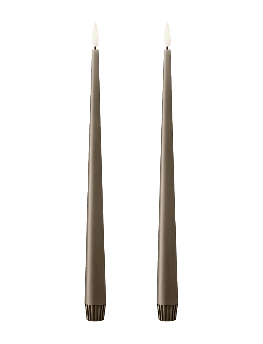 ester & erik - LED taper candle 30cm 2-pack - led žvakės - 77 caviar - 0