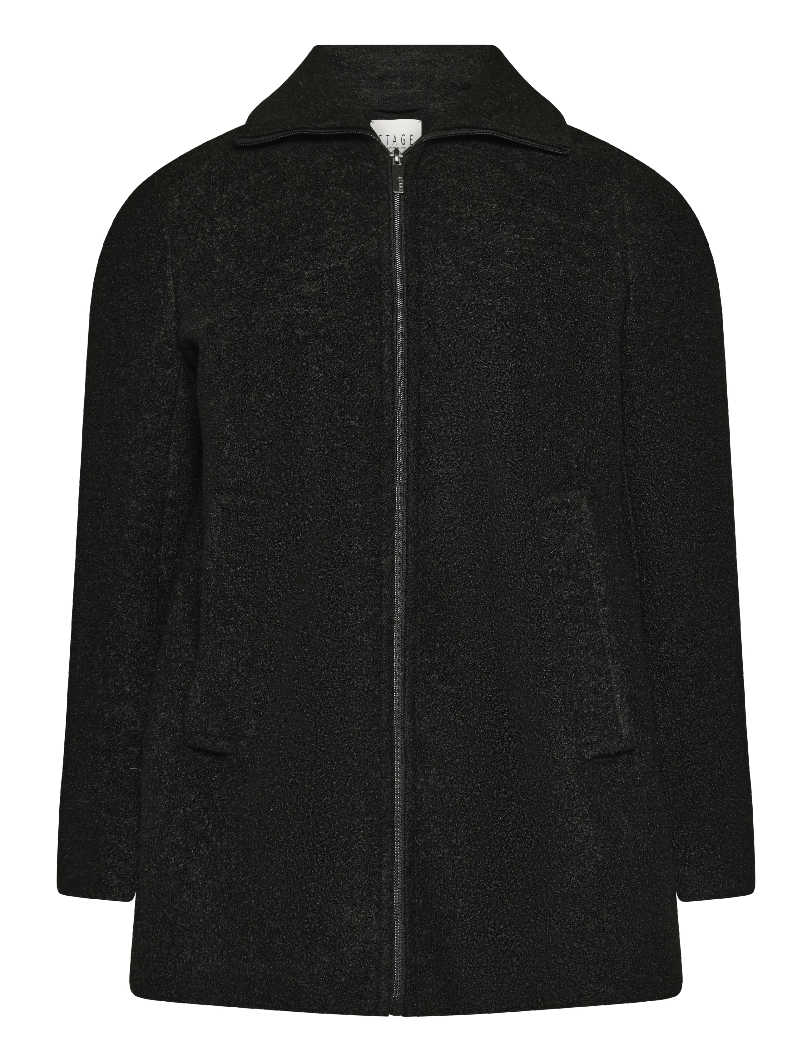 Etage Wool Jacket w zipper - Etage - BLACK / black