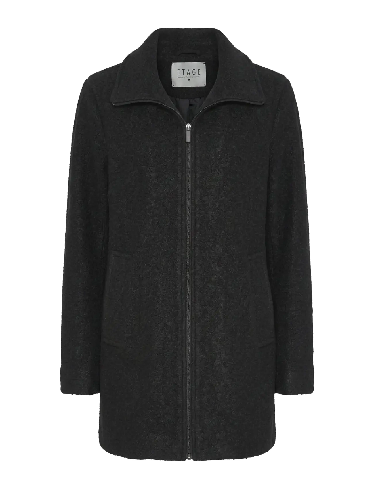 Etage Wool Jacket w zipper - Etage - BLACK / black