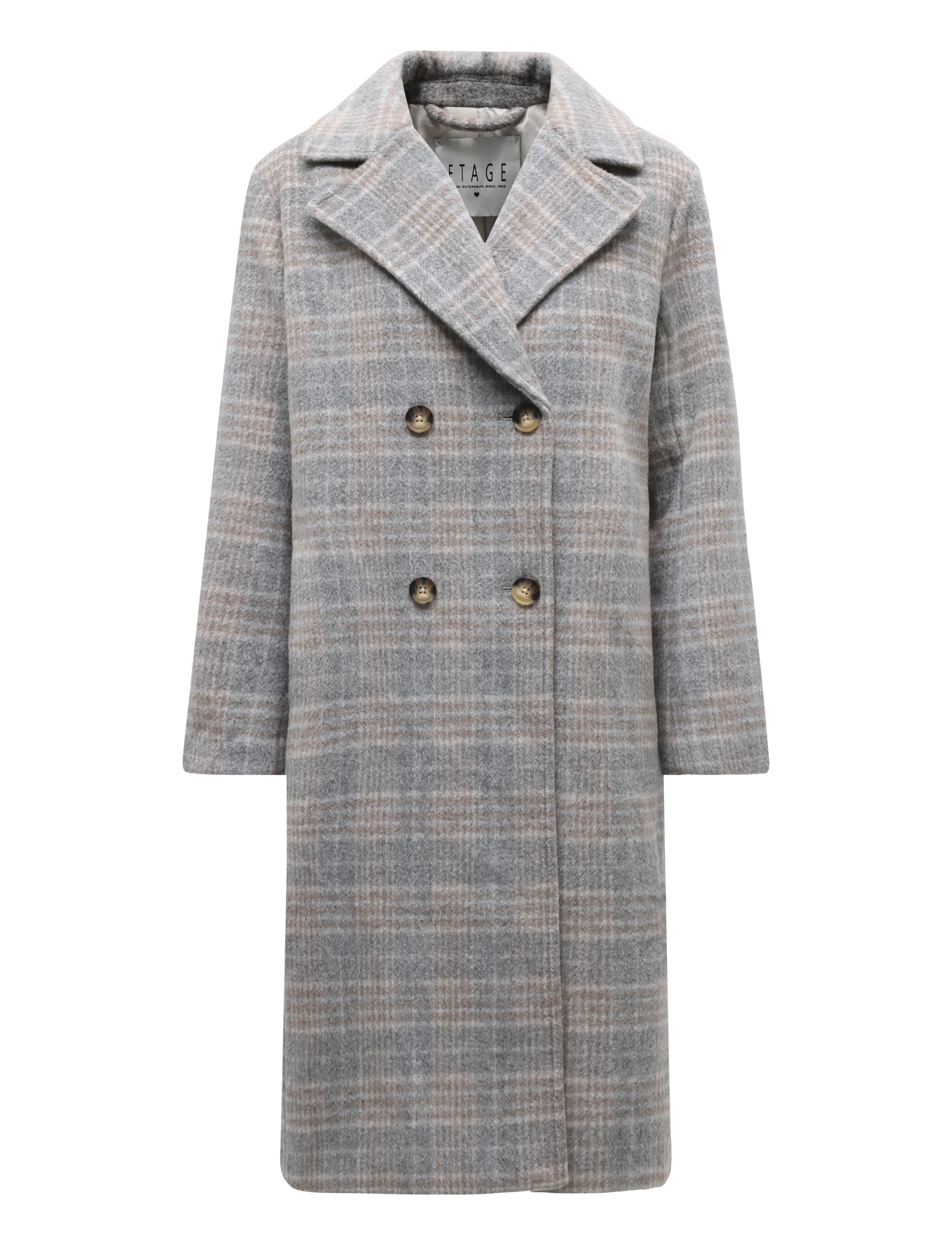 Etage Wool Coat long - Vinterbesparelser - BLUE CHECK / grey