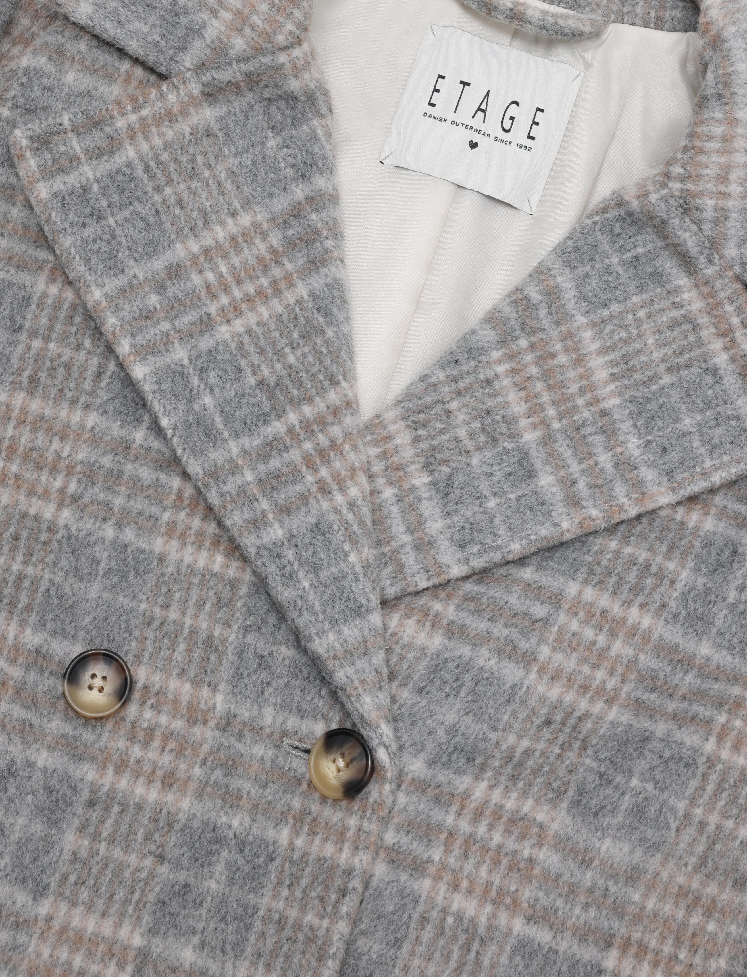 Etage - Wool Coat long - wollmäntel - blue check - 3