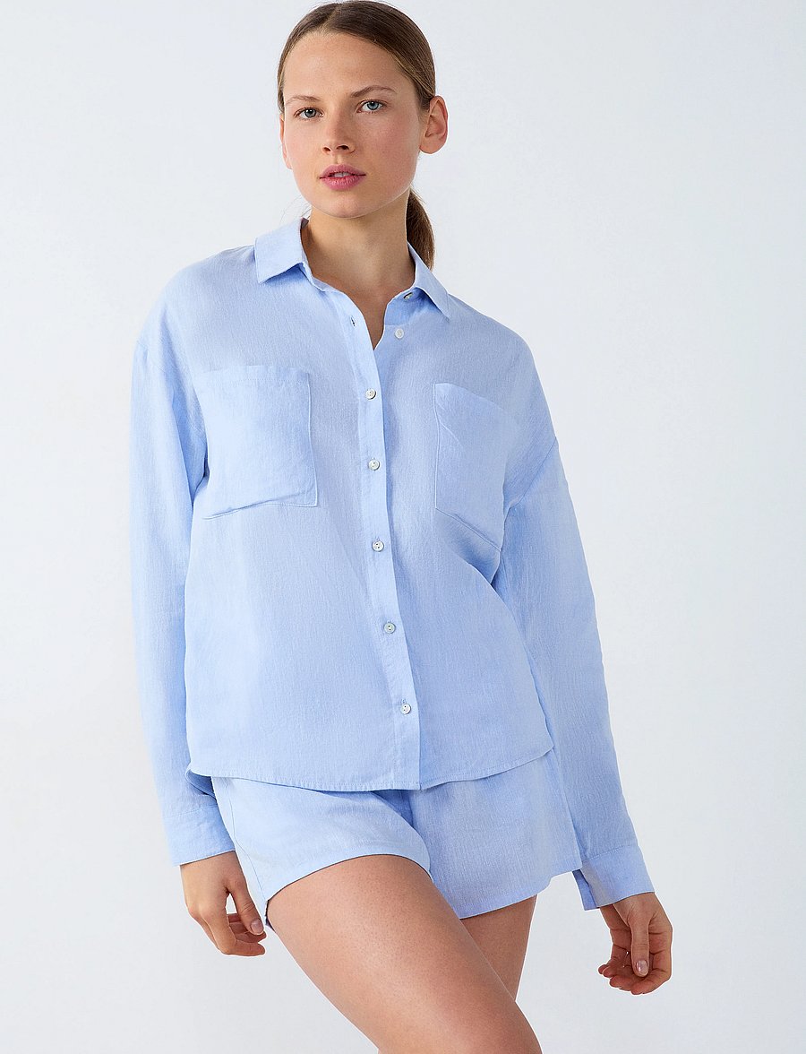 Etam - ISAME - LONG SLEEVE PYJAMA SHIRT - topid - blue - 3
