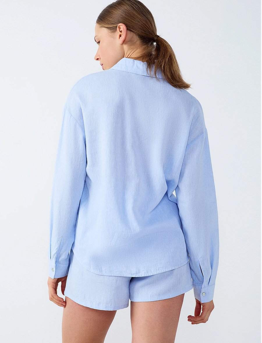 Etam - ISAME - LONG SLEEVE PYJAMA SHIRT - topid - blue - 4